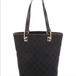 Vintage Gucci Tote- Black with leather GG stiching